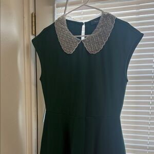 Modcloth Dark Green Dress with Silver Collar